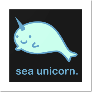 Sea Unicorn | Cute Kawaii Anime Narwhal Posters and Art